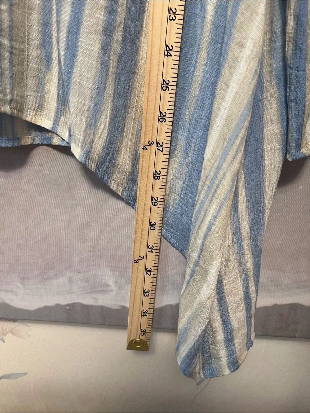 ZAC & RACHEL Boho Blue Striped Tunic Top 3X Crochet Trim Bell Sleeve Flowy